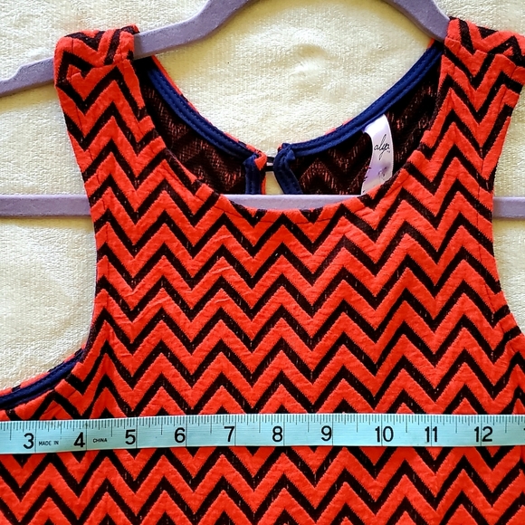Alya NWT Med. Red/Blue Zig Zag Hogh Waist Dress - Picture 6 of 6